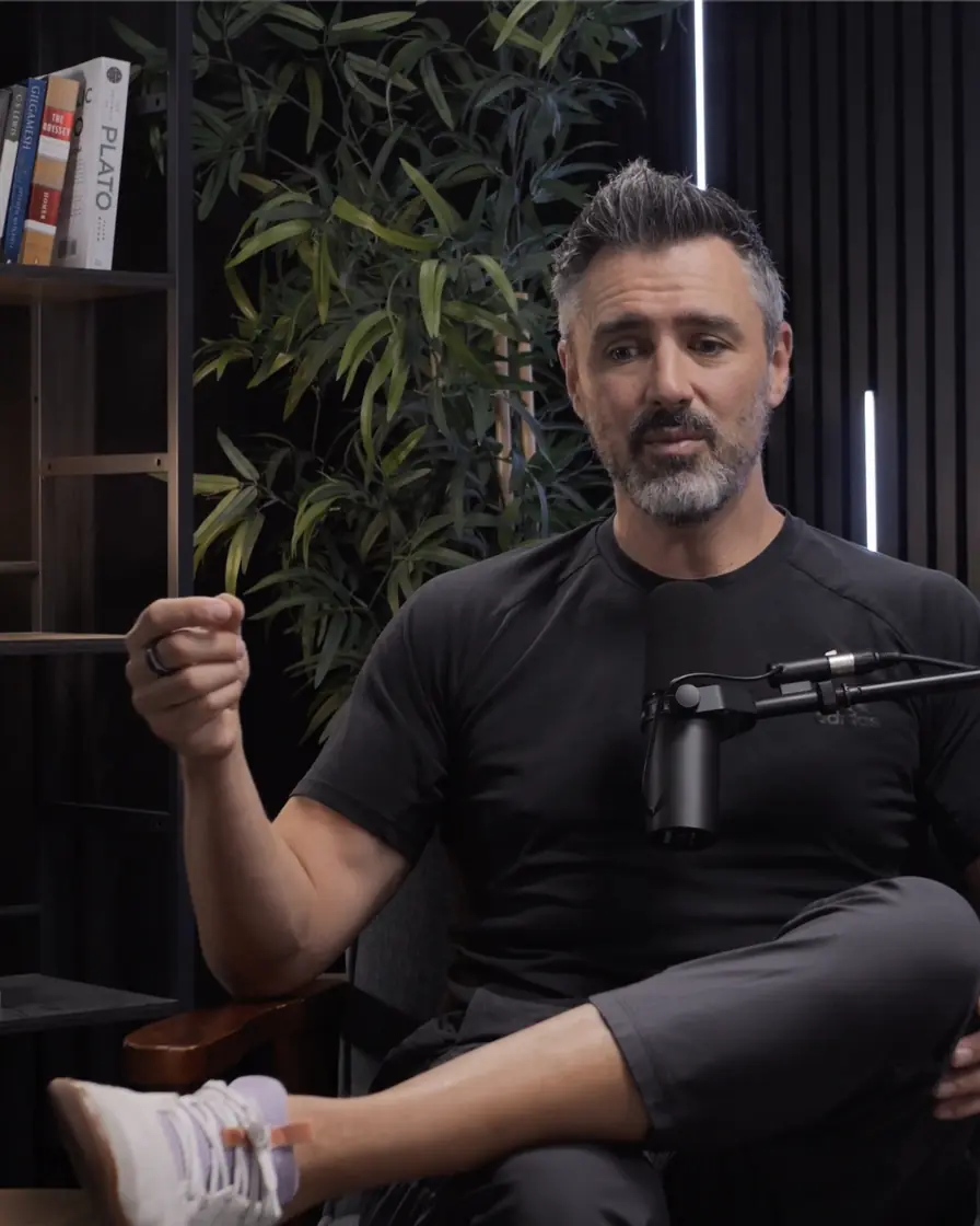 Steve Vencl, owner of twelve, talking in a podcast studio